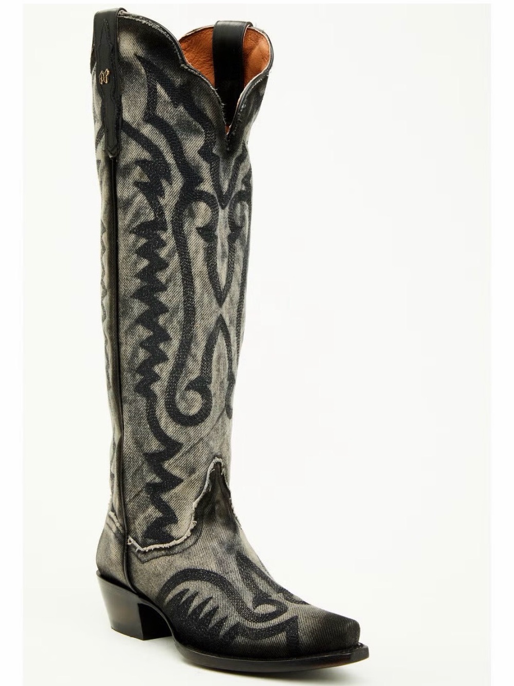 Dan Post Black and Gray Embroidered Western Knee-High Boots